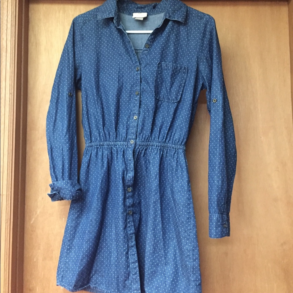 Super cute and flirty polka dot denim dress